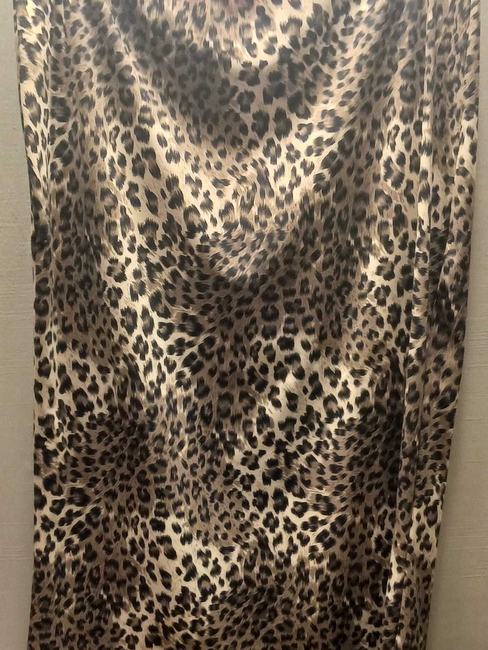 American Threads Leopard Print Satin Skirt in Beige, Black and Brown